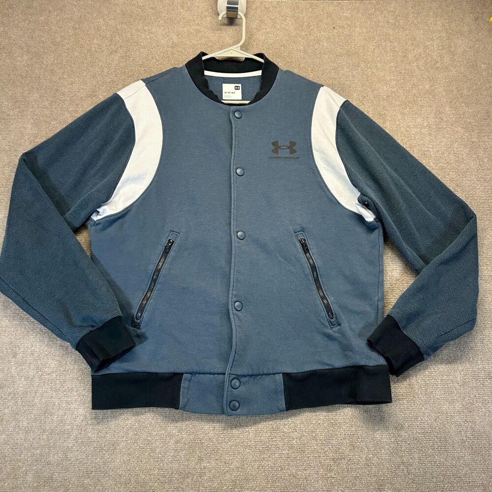 Under Armour Rival Fleece AMP Varsity Jacket Men's Medium Snap Warm Up